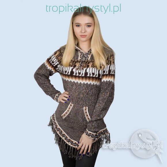 Kactus Artesanias Alpaca Hoodie Sweater Peru Aztec Fringe Soft Pullover Medium - Picture 1 of 15